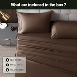 Shilucheng 4 Piece King Sheet Sets, Cooling Sheets, Blend Rayon Derived from Bamboo, Deep Pocket Up to 16", Breathable & Soft Bed Sheets, Hotel Silky Bedding Set, Brown Shilucheng