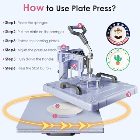 Seeutek 5 in 1 Heat Press Machine 15x15 Inch, Swing Away Sublimation Heat Transfer Press with 20oz & 30oz Tumbler Attachments for T-Shirts, Mugs, Hats & Plates, Lavender Seeutek