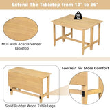 Merax Farmhouse Wood Extendable Dining Table with Drop Leaf for Small Places, Modern Freestanding Scalable Desk for Kitchen & Living Room, Natural Merax