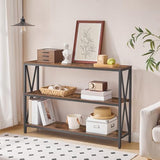MAHANCRIS 47.2" Sofa Table, Industrial Console Table, 3-Tier Narrow Side Table with Open Shelves, Foyer Table for Entryway, Hallway, Kitchen, Living Room and Bedroom, Rustic Brown CTHR800201 MAHANCRIS