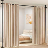 SUNALLY Room Divider Curtain Rod, No Drilling Room Separator for Space Partition Adjustable 4-10ft(H) 28-70inch(W) Heavy Duty Temporary Wall Divider Floor to Ceiling Tension Rod, Black SUNALLY