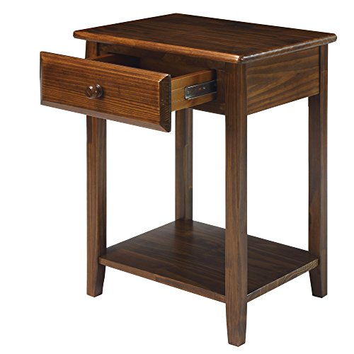 Casual Home Night Owl Nightstand with USB Ports-Warm Brown Casual Home