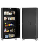 IDEALHOUSE Metal Garage Storage Cabinet with Doors and Adjustable Shelves, 72" High Lockable Storage Cabinet with Pegboard, for Garage Workshop Home Office IDEALHOUSE