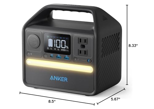 Anker 521 Portable Power Station Upgraded with LiFePO4 Battery, 256Wh 6-Port PowerHouse, 300W (Peak 600W) Solar Generator (Solar Panel Optional), 2 AC Outlets, 60W USB-C PD Output, Outdoor Generator Anker