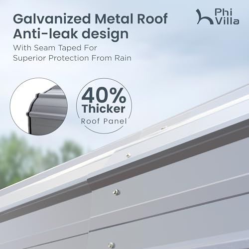 PHI VILLA 10 x 15 ft Heavy Duty Carport with Galvanized Steel Roof Multi-Use Shelter, Sturdy Metal Carport for Cars, Boats, and Tractors PHI VILLA