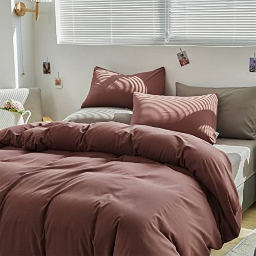 Pureant Brick Red Comforter Sets California King Women Girls Dark Rust Red Bedding Comforters Cotton Modern Solid Blackish Red Warm Quilts Cal King Adults Teens Pure Dark Red Blankets Durable Pureant