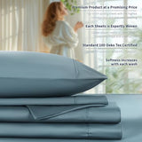 Shilucheng 100% Cotton King Size Sheets Set - 600 Thread Count，Luxury Egyptian Cotton Bed Sheets，5-Star Hotel Quality Sheets, Breathable & Cooling, 16 Inch Deep Pocket - 4 Piece (French Blue, King) Shilucheng