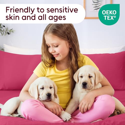 LONAVA Full Sheet Set 4 Pieces,Magenta Red Ultra Soft & Breathable Microbifer Sheets, 1600 Thread Count Hotel Luxury Oeko-Tex Bed Sheets, 14-16 Inch Deep Pocket Durable Wrinkle Free Sheets LONAVA