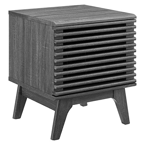 Modway Render Mid-Century Modern 19" Vinyl Record Display Stand in Charcoal Modway