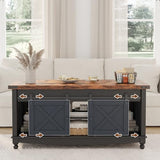 ALLSTAND 48" Farmhouse Lift Top Coffee Table with Storage Sliding Barn Door & Large Hidden Compartment, Coffee Table with Lifting Top with Wooden Lift Tabletop, Coffee Tables for Living Room, Black ALLSTAND