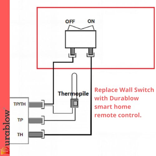 Durablow SH3001-RH Gas Fireplace WiFi Smart Home Remote Control for Millivolt Valve, Compatible with Alexa, Google Home (On/Off + Timer + Schedule Programmable + Remote Handset) Durablow