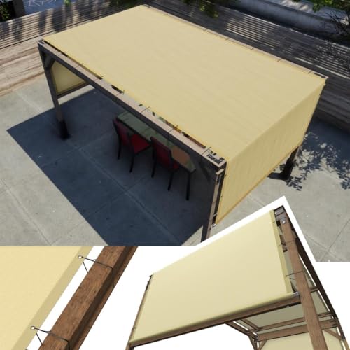 Amgo 10' W x 16' L Beige Pergola Canopy Replacement UPF50+ Top Cover, Commercial Grade 260GSM Sun Shade for Outdoor Patio, 95% UV Blockage, Stainless Steel Weighted Rods Included (We Make Cus - WoodArtSupply