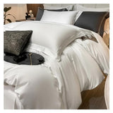 JIQHOHX 3pcs/Set White Duvet Cover Set Egyptian Cotton Luxury Bedding Sets Single Queen King Bed Cover Solid Quilt Cover with Pillowcase,Summer Duvet Cover Sets (F Cover 200X230 cm) JIQHOHX