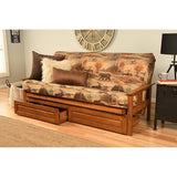 HomeStock Modern Muse Wood Futon Frame Set with Storage Drawers, Classic Style with Mission Style Arms with Solid Pattern with Foldable Feature for Lounge Room with Tight Back Canadian/Barbados HomeStock