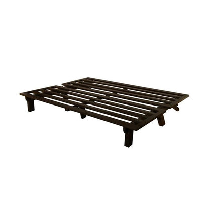 Kodiak Furniture Carson 75" Traditional Full-Size Wood Futon Frame, Solid Pine Construction, Assembly Required, in Java Brown Finish - WoodArtSupply