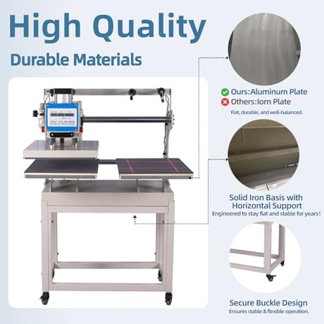 16x24 Commercial Pneumatic Sliding Auto Heat Press with 4 Magnetic Positioning, 2kw, 284lbs, Dual Platen Design,Auto Upsliding Heat Press for T-Shirts, Sublimation Printing, (4 Positioning) Eonvest