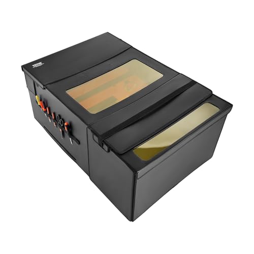 VEVOR Laser Engraver Enclosure 48 x 31.5 x 19.6, Dual-Direction Viewing, Flame Retardant and Fireproof Cover, with Exhaust Fan and Pipe, Insulates Smoke, Noise and Eye Protection, Black VEVOR