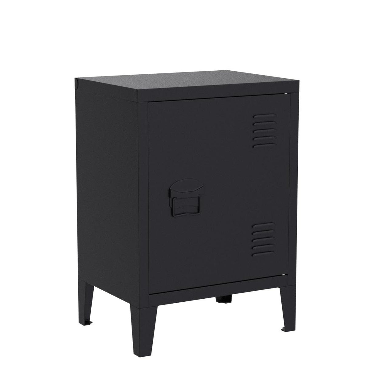 FurnitureR Industrial Metal Storage Cabinet Nightstand End Table Bedside Coffee Table,1 Door with Removable Shelf,Size:15.9'' x 12'' x 22.6'' (Black) FurnitureR