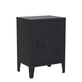 FurnitureR Industrial Metal Storage Cabinet Nightstand End Table Bedside Coffee Table,1 Door with Removable Shelf,Size:15.9'' x 12'' x 22.6'' (Black) FurnitureR