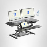 FLEXISPOT 40" Electric Standing Desk Converter, Height Adjustable Riser, Sit to Stand Monitor and Laptop Workstation with Wide Keyboard Tray, Black FLEXISPOT