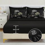 Yiran King Size Comforter Set, 7 Piece Comforter Floral Black Green Bedding Set, Soft Bed in a Bag King, Comforter, Sheets, Pillowcases & Shams Yiran