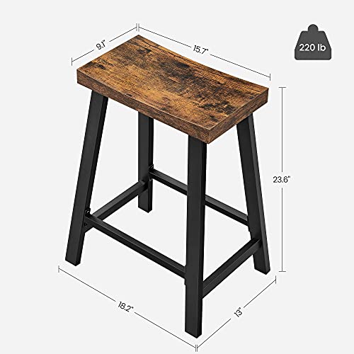 VASAGLE Bar Stools, Set of 2 Bar Chairs, Kitchen Breakfast Bar Stools with Footrest, 23.6 Inches High, Industrial in Living Room, Party Room, Rustic VASAGLE