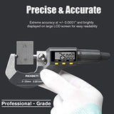 REXBETI Digital Micrometer, Professional Inch/Metric Measuring Tools 0.00005"/0.001 mm Resolution Thickness Gauge, Protective Case with Extra Battery REXBETI