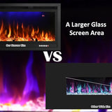 Rodalflame 74" WiFi-Enabled Electric Fireplace Insert, APP Smart Control, Wall Mounted&Recessed Linear Fireplace Heater with Thermostat, Flame&Top Lights, Log&Crystal, Timer RODALFLAME