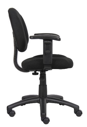 Boss Office Products B316-BK Perfect Posture Delux Fabric Task Chair with Adjustable Arms in Black, Low-Back Boss Office Products