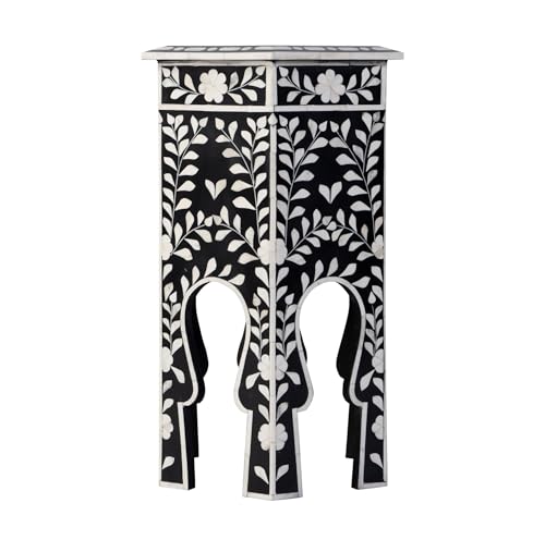 Butler Specialty Company Amaya 16" W Hexagon Bone Inlay Side Table- Black-White Butler Specialty Company