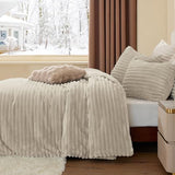 BEDELITE Fleece Twin Comforter Set -Super Soft & Warm Fluffy Linen Bedding, Luxury Fuzzy Heavy Bed Set for Winter with 1 Pillow case BEDELITE