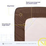 Queen Size Bed Sheets - Breathable Luxury Sheets with Full Elastic & Secure Corner Straps Built In - 1800 Supreme Collection Extra Soft Deep Pocket Bedding Set, Sheet Set, Queen, Brown Sweet Home Collection