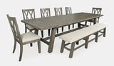 Jofran Telluride Eight Piece Rustic Distressed Pine 127" Extendable Dining Set with Bench, Driftwood Grey Jofran Inc.