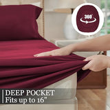 Yibeizi Twin Sheets Set, Red Cooling Hypoallergenic Microfiber Single Bed Sheets, Soft Oeko-Tex Extra Deep Pocket Sheets & Pillowcases Wrinkle Free Bedsheets Yibeizi