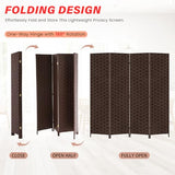 RROCOSIA 4 Panel Room Divider, Privacy Screen Mesh Hand-Woven Design Folding Partition Room Dividers Portable & Easy to Store for Living Room, Bedroom, Hotel & Restaurant (Brown) RROCOSIA