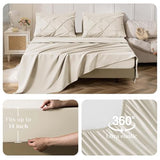JOLLYVOGUE Full Size Comforter Sets 7 Pieces - Bed in a Bag Full for All Season, Pintuck Bedding Comforter Sets with Comforter, Flat Sheet, Fitted Sheet and Pillowcases & Shams, Beige JOLLYVOGUE