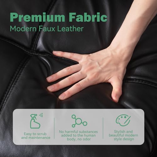 Opoiar Futon Sofa Bed, Lounge Memory Foam Sleeper Couch for Compact Living Spaces, Convertible Foldable Loveseat with Armrests,Black/Faux Leather,71" W Opoiar