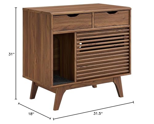 Modway EEI-6796-WAL Render Cat Cabinet, Walnut Modway