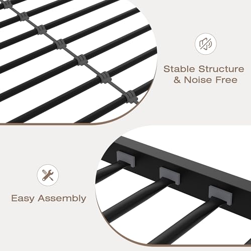 VECELO Bunk Bed Twin Over Twin, Metal Bunkbeds with Ladder and Full-Length Guardrail, No Box Spring Needed, Space Saving, Noise Free, Black VECELO