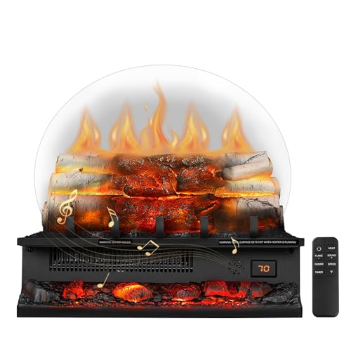 R.W.FLAME Electric Fireplace Log Heater,20" Fireplace Inserts with Crackling Sound,5 Flame Brightness,Heater 750W/1500W,Remote Control&Timer,Overheating Protection for Home and Office Decor R.W.FLAME