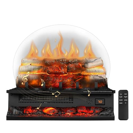 R.W.FLAME Electric Fireplace Log Heater,20" Fireplace Inserts with Crackling Sound,5 Flame Brightness,Heater 750W/1500W,Remote Control&Timer,Overheating Protection for Home and Office Decor R.W.FLAME