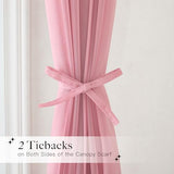 NICETOWN Decorative Pink Bed Canopies & Drapes for Kids Room - Voile Sheer Toddler Bed Canopy Curtain Scarf Valance DIY for Bedroom, 1 Panel, W114 x L180