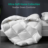 APSMILE Luxury All Season Down Feather Fibers Comforter Full/Queen Size Duvet Insert - 100% Organic Cotton, High Fill Power Medium Warmth, (Ivory White, 90X90) APSMILE