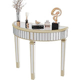 Artloge Half-Moon Mirrored Console Table Tall Semi Circle Entryway Desk 3 Legs Artloge
