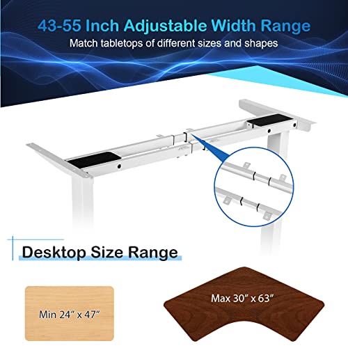 COSTWAY Electric Sit Stand Desk Frame, Dual-Motor Height-Adjustable Standing Desk Base w/ 3 Memory Positions & Touch Control Panel, Home Office Computer Desk Frame w/Hook & Cable Tray (White) COSTWAY