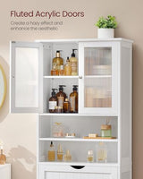 VASAGLE Storage Cabinet, Freestanding Storage Unit with Adjustable Shelves, Drawer, Open Compartments, for Bathroom, Living Room, Kitchen, Cloud White UBBC768WH01S VASAGLE