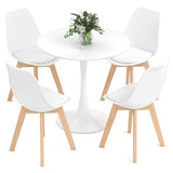 Tangkula Round Dining Table Set for 4, Kitchen Table Set with Padded Seat & Solid Wood Legs, Round Kitchen Table and Chairs for Small Space, Black (White) Tangkula