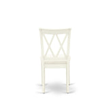 East West Furniture CLC-LWH-C Clarksville Kitchen Dining Chairs - Linen Fabric Upholstered Wood Chairs, Set of 2, Linen White East West Furniture