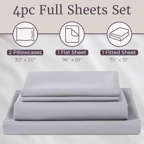 Home, Silver Brushed Microfiber Set-4 Piece Bed Linens-Fitted & Flat Sheets, 2 Pillowcases-Wrinkle by Lavish (Full, Gray) Lavish Home