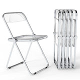 Real Relax Acrylic Folding Chairs,Foldable & Stackable Clear Chairs with Metal Chrome Frame, Indoor and Outdoor, for Home, Office, Party & Events,Set of 6,350LB,Transparent Real Relax